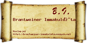 Brantweiner Immakuláta névjegykártya